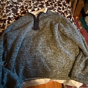 Orvis Men's Black and White Zip Up Sweater